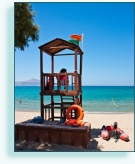 Lifeguard, Maistrali beach, Kalives, Crete, Greece.