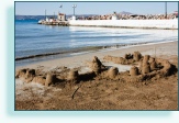 Photo, sandcastles on beach, Crete, Greece
