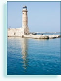 Lighthouse, Rethimnon harbour, Crete, Greece.